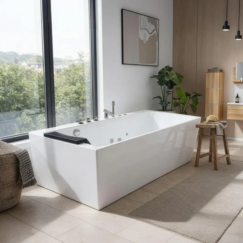 Whirlpool Badewanne mit ergonomischer Form BAKAL - Weiß.
