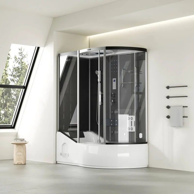 Dampfdusche mit Whirlpool ALLIN 4IN1 - 170 x 90 Schwarz Rechts.